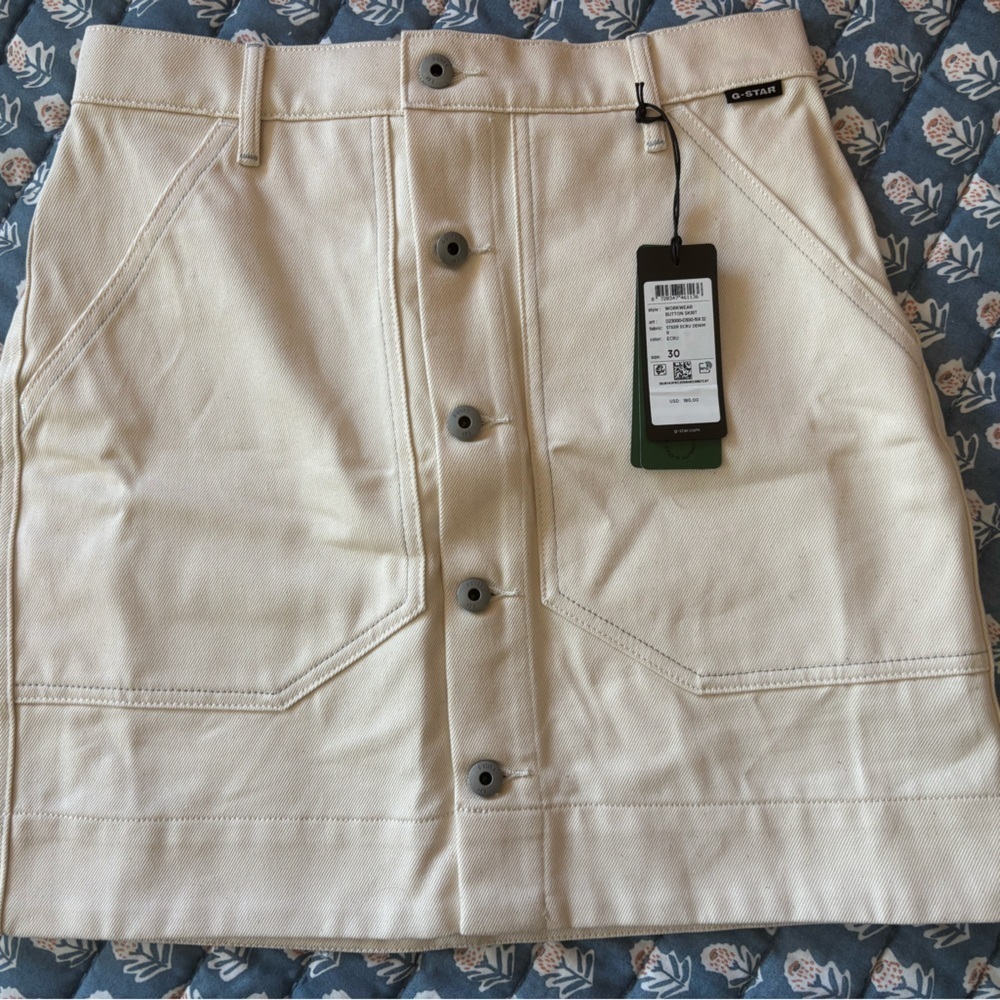 NWT G-STAR RAW Workwear Button Mini Skirt // Ecru // Size 30 - Picture 4 of 12